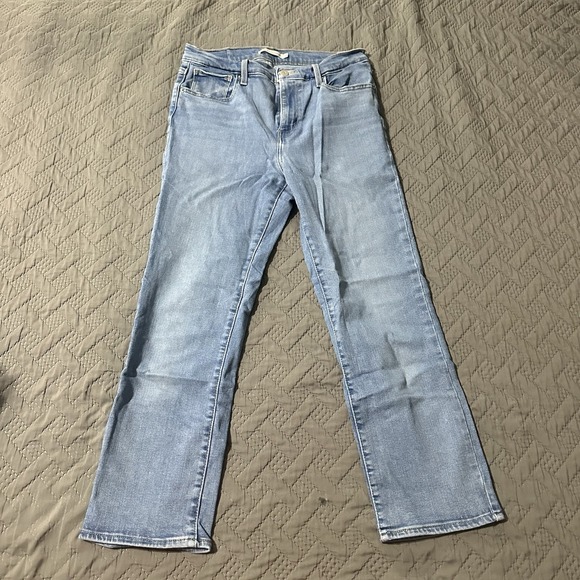 Levis 724 Jeans Women Sz 29 Hi-Rise Straight Crop Medium Wash Denim Pants - Picture 1 of 8